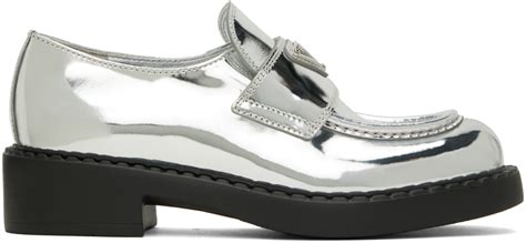 prada loafer silver|prada loafers with laces.